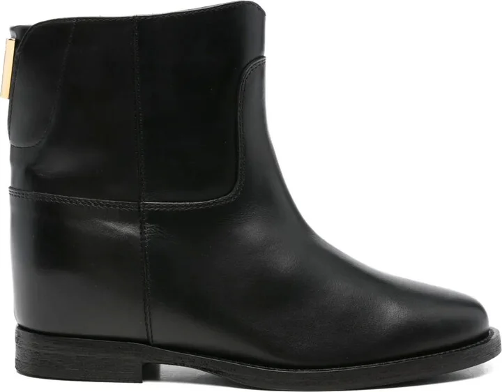 Gold-Detail Leather Boots
