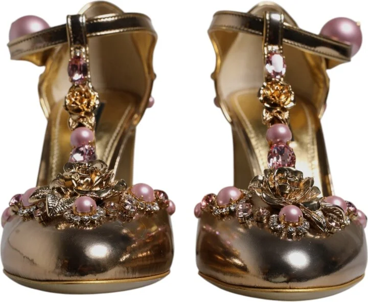 Gold Embellished Vally Heels Sandals Women's Shoes (Pre-Owned) - Image 2