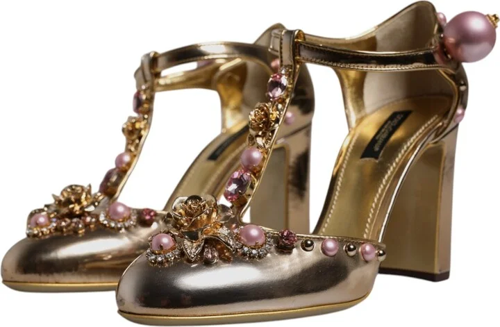 Gold Embellished Vally Heels Sandals Women's Shoes (Pre-Owned) - Image 3
