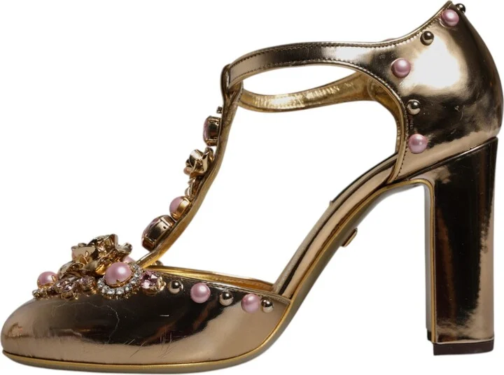 Gold Embellished Vally Heels Sandals Women's Shoes (Pre-Owned) - Image 5