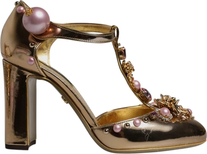 Gold Embellished Vally Heels Sandals Women's Shoes (Pre-Owned)