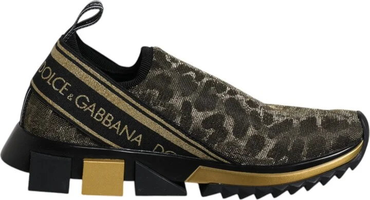 Gold Glitter Leopard Sorrento Sneakers Women's Shoes (Pre-Owned)
