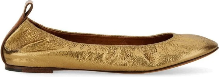 Gold Leather Ballerina Flats