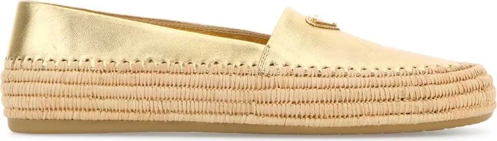 Gold Leather Espadrilles
