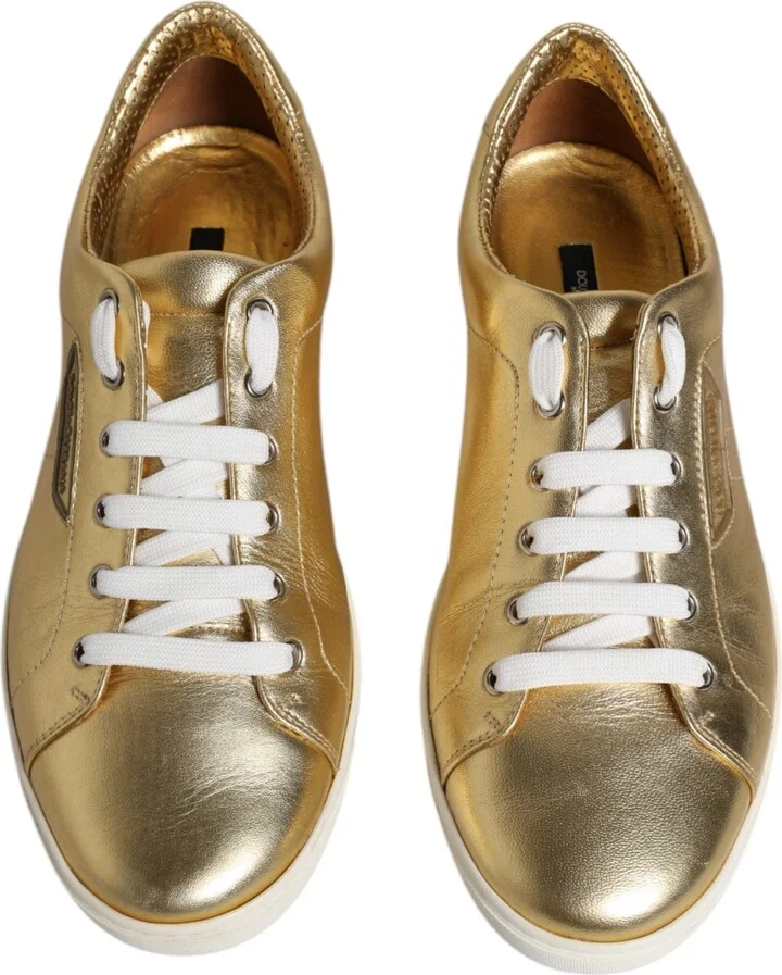 Gold Leather Logo London Men Sneakers Men's Shoes - Image 3