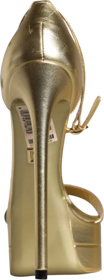 Gold Leather Platform Keira Sandals Women's Shoes (Pre-Owned) - Image 5