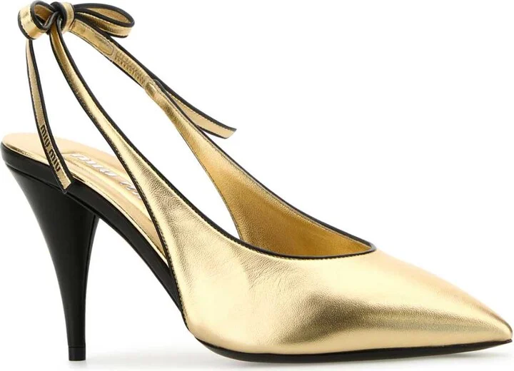 Gold Leather Pumps - Image 2