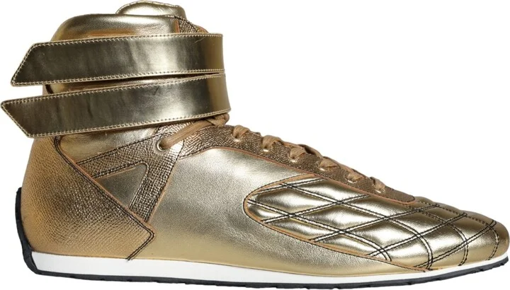 Gold Leather Sartoria High Top Sneakers Men's Shoes (Pre-Owned)