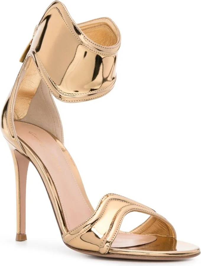 Gold Lucrezia 105 Leather Sandals - Image 2