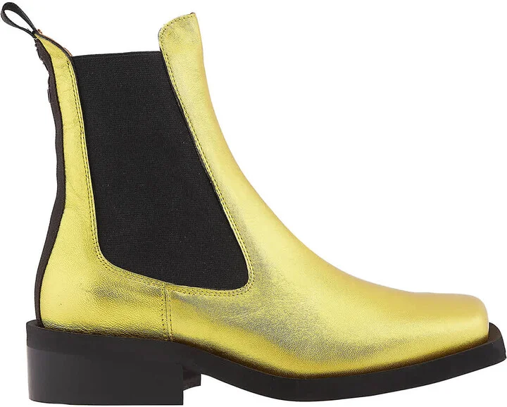 Gold Metallic Leather Chelsea Boots
