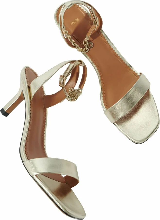 Gold metallic leather sandals - Image 3