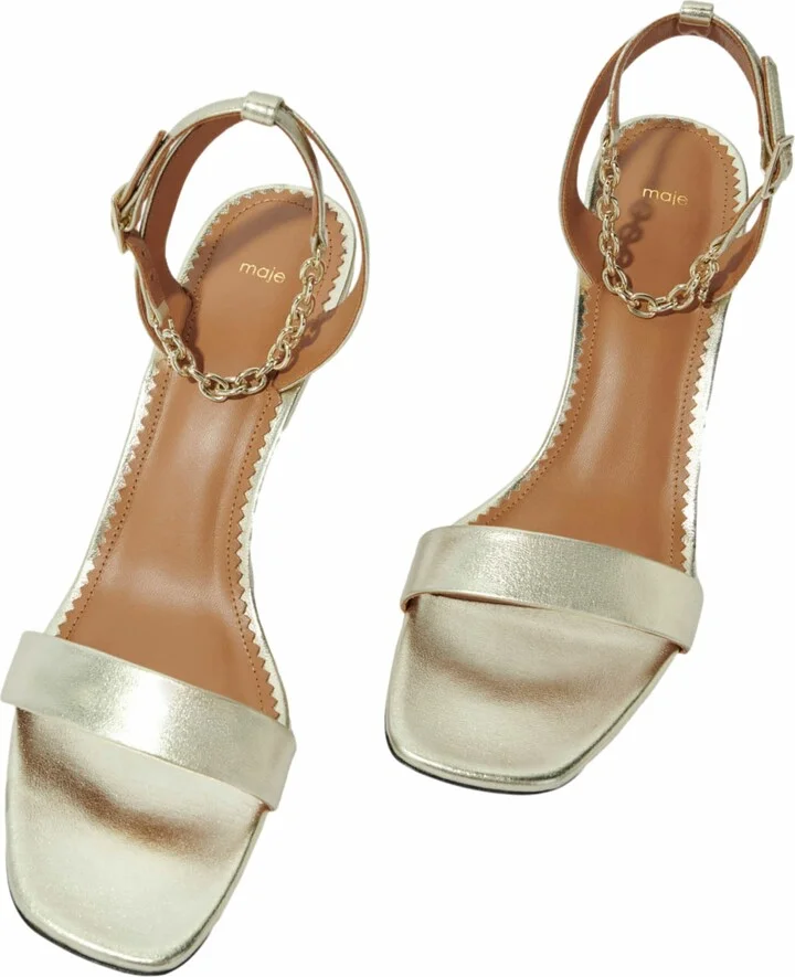 Gold metallic leather sandals - Image 4
