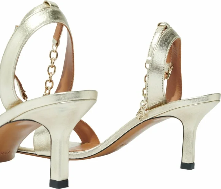 Gold metallic leather sandals - Image 5