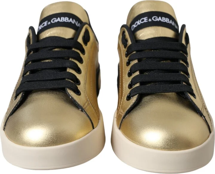Gold Portofino Calf Leather Sneakers Women Women's Shoes - Image 2