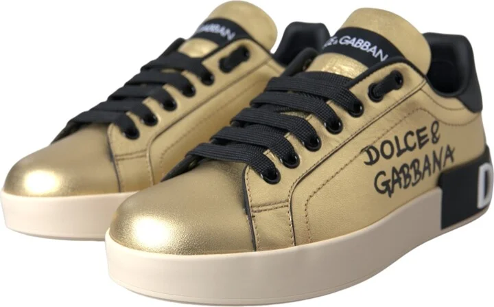 Gold Portofino Calf Leather Sneakers Women Women's Shoes - Image 3