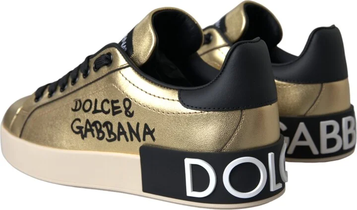 Gold Portofino Calf Leather Sneakers Women Women's Shoes - Image 4