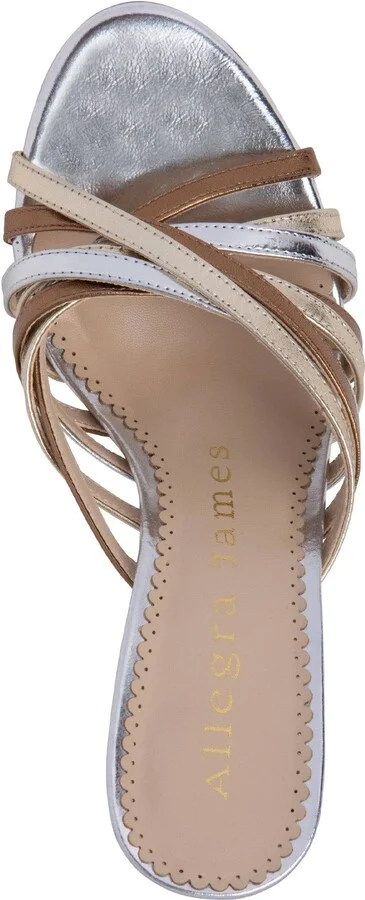 Gold / Rose Gold / Silver Lili Silver & Gold Strappy Wedding Evening Leather Sandal - Image 3