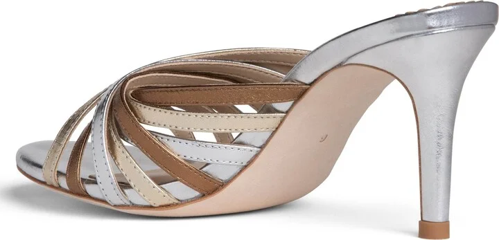 Gold / Rose Gold / Silver Lili Silver & Gold Strappy Wedding Evening Leather Sandal - Image 4