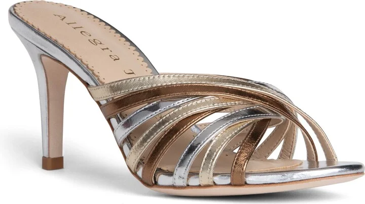 Gold / Rose Gold / Silver Lili Silver & Gold Strappy Wedding Evening Leather Sandal