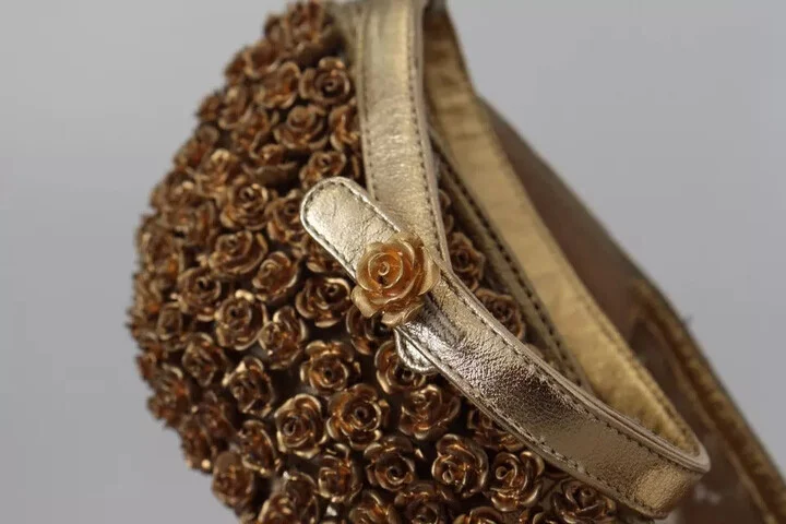 Gold Roses Embellished Heels Pumps Women's Shoes (Pre-Owned) - Image 3