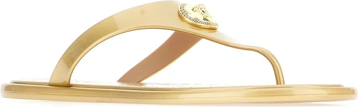 Gold Rubber Thong Sandals - Image 2