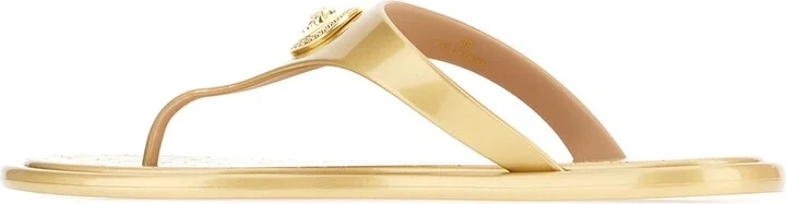 Gold Rubber Thong Sandals - Image 3
