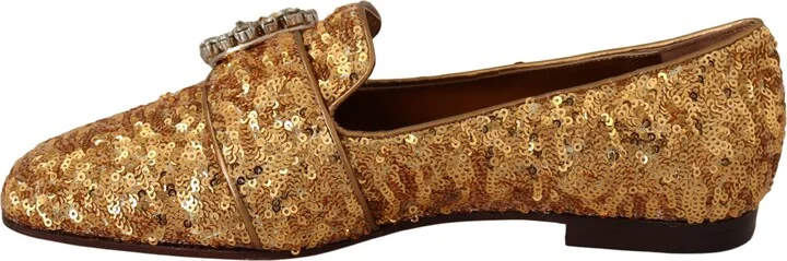 Gold Sequin Crystal Flat Women Loafers Women's Shoes - Image 2