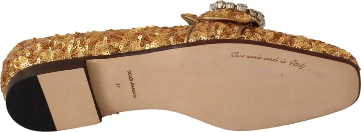 Gold Sequin Crystal Flat Women Loafers Women's Shoes - Image 3