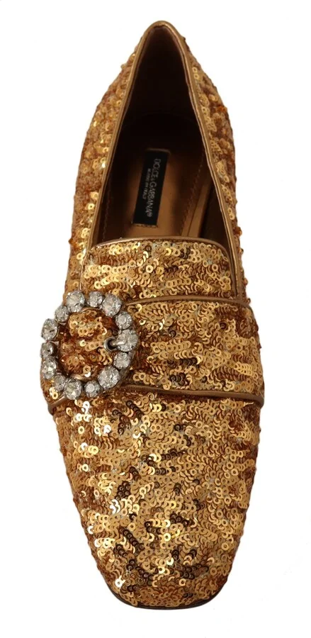 Gold Sequin Crystal Flat Women Loafers Women's Shoes - Image 4
