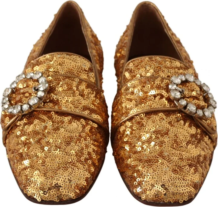 Gold Sequin Crystal Flat Women Loafers Women's Shoes - Image 5