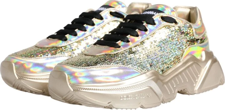 Gold Sequin Iridiscent Daymaster Sneakers Men's Shoes - Image 4