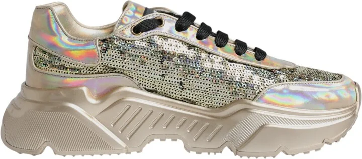 Gold Sequin Iridiscent Daymaster Sneakers Men's Shoes