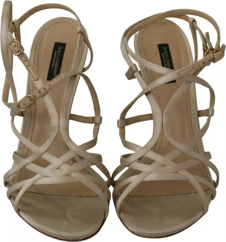 Gold Silk Ankle Strap Heels Sandals Women's Shoes (Pre-Owned) - Image 4
