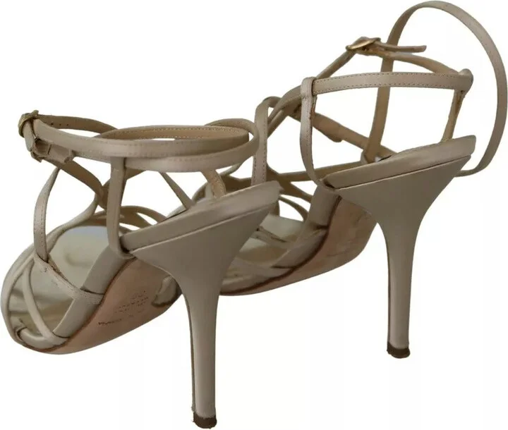 Gold Silk Ankle Strap Heels Sandals Women's Shoes (Pre-Owned) - Image 5