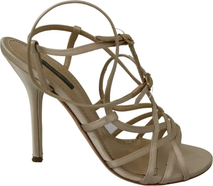 Gold Silk Ankle Strap Heels Sandals Women's Shoes (Pre-Owned)