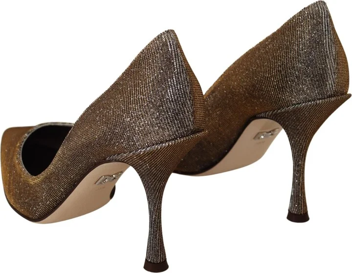Gold Silver Fabric Heels Pumps Women's Shoes - Image 3