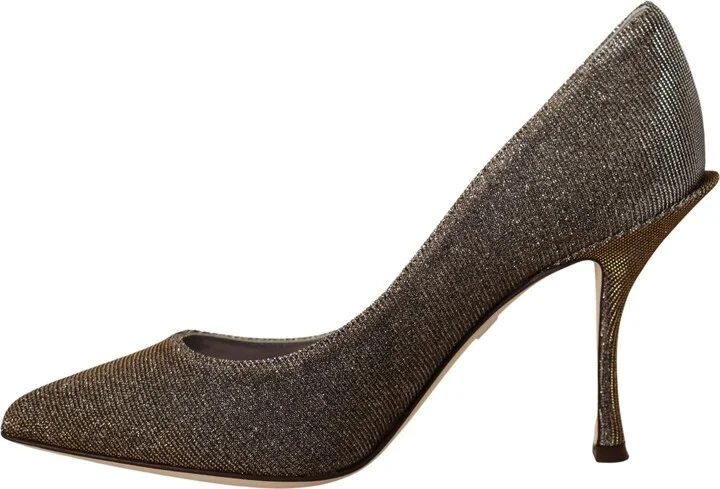 Gold Silver Fabric Heels Pumps Women's Shoes - Image 4