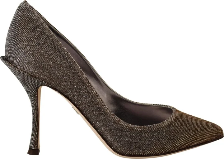 Gold Silver Fabric Heels Pumps Women's Shoes