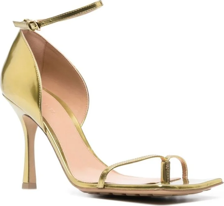 Gold Stretch 90 Leather Sandals - Image 2