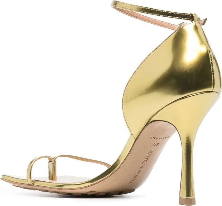 Gold Stretch 90 Leather Sandals - Image 3