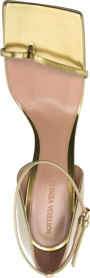 Gold Stretch 90 Leather Sandals - Image 4