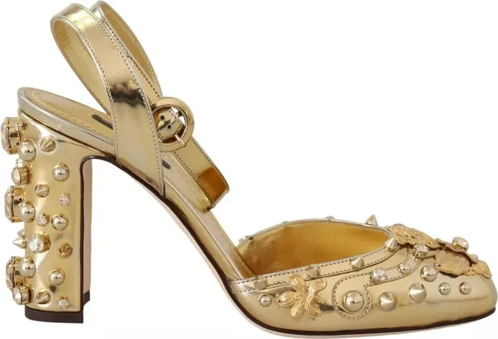 Gold Studs Vally Slingback Sandals Women's Shoes (Pre-Owned)