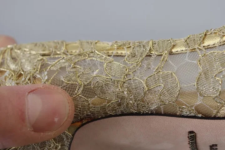 Gold Taormina Lace Crystal Heels Pumps Women's Shoes (Pre-Owned) - Image 4