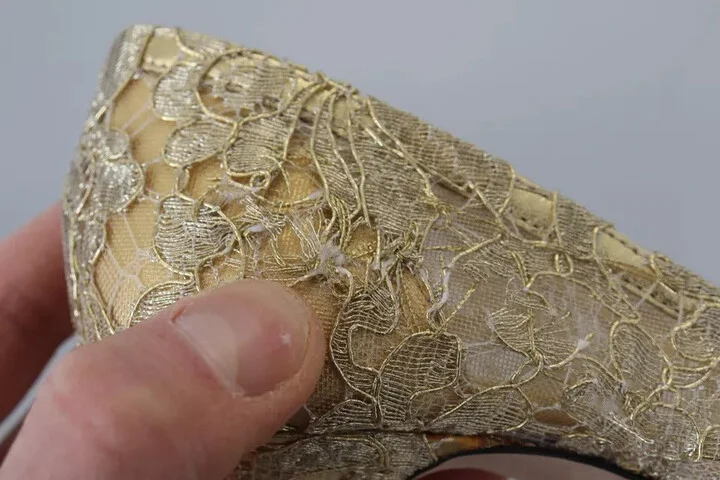 Gold Taormina Lace Crystal Heels Pumps Women's Shoes (Pre-Owned) - Image 5