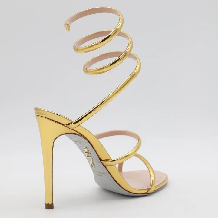 Gold Tone Leather Sandals - Image 2