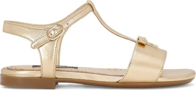 Gold-Tone Logo-Plaque Sandals - Image 2