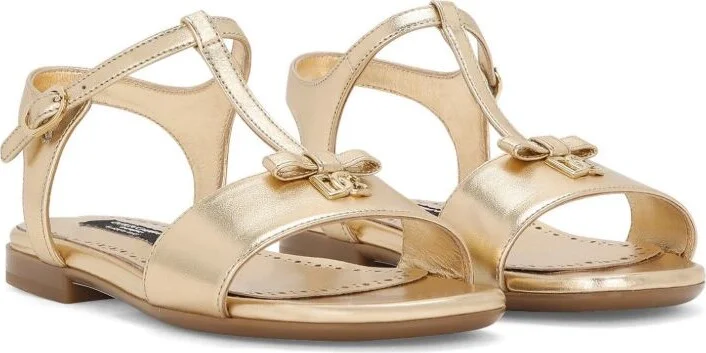 Gold-Tone Logo-Plaque Sandals