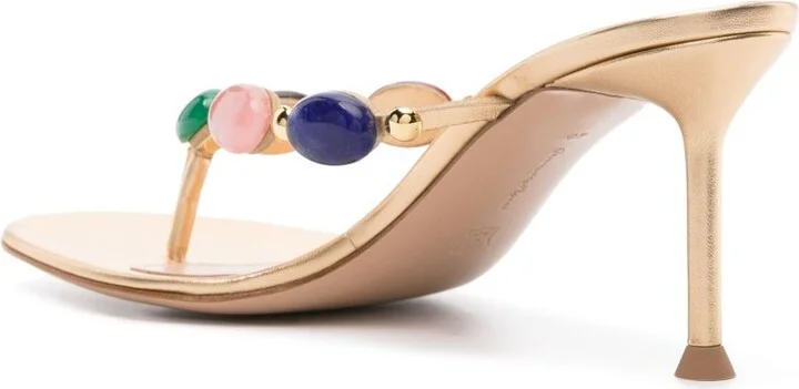 Gold-Tone Shanti 70 Leather Sandals - Image 3
