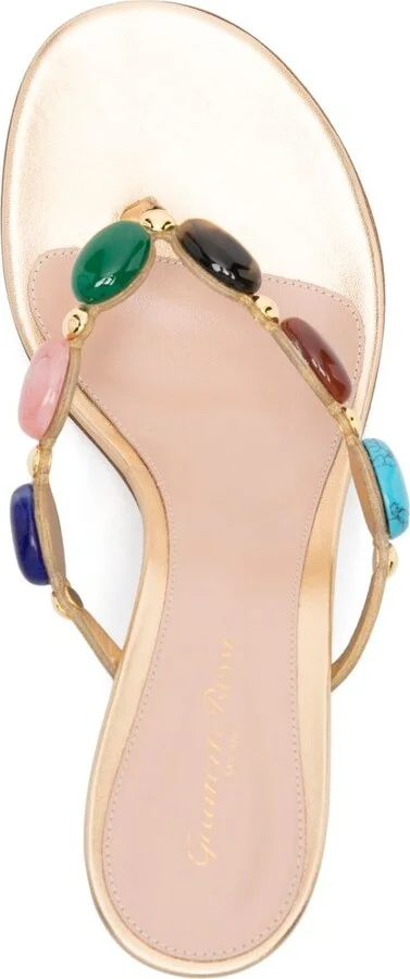 Gold-Tone Shanti 70 Leather Sandals - Image 4