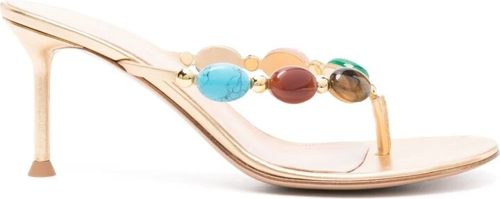 Gold-Tone Shanti 70 Leather Sandals